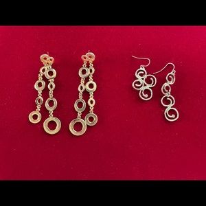 Lot of vintage and handmade swirl motif costume post-back earrings